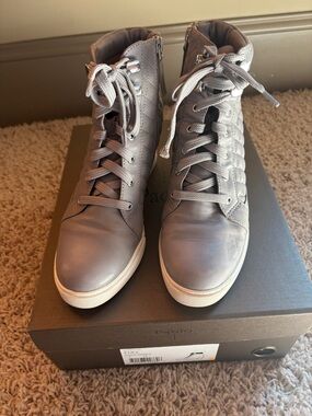 Paolo Quilted High-Top Sneakers in Gray